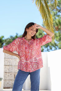 Malta Paisley Top Pink