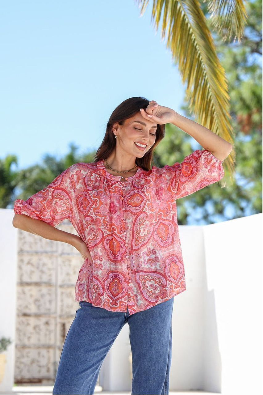 Malta Paisley Top Pink