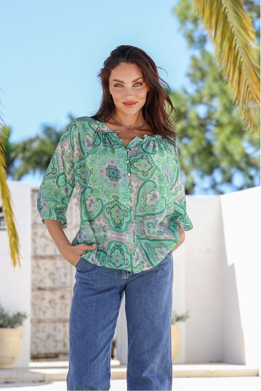 Malta Paisley Top Green