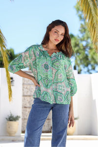 Malta Paisley Top Green