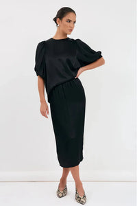 Amelia Satin Top Black