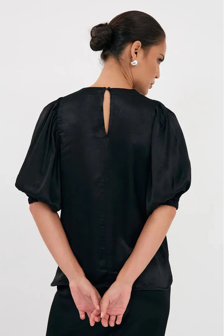 Amelia Satin Top Black