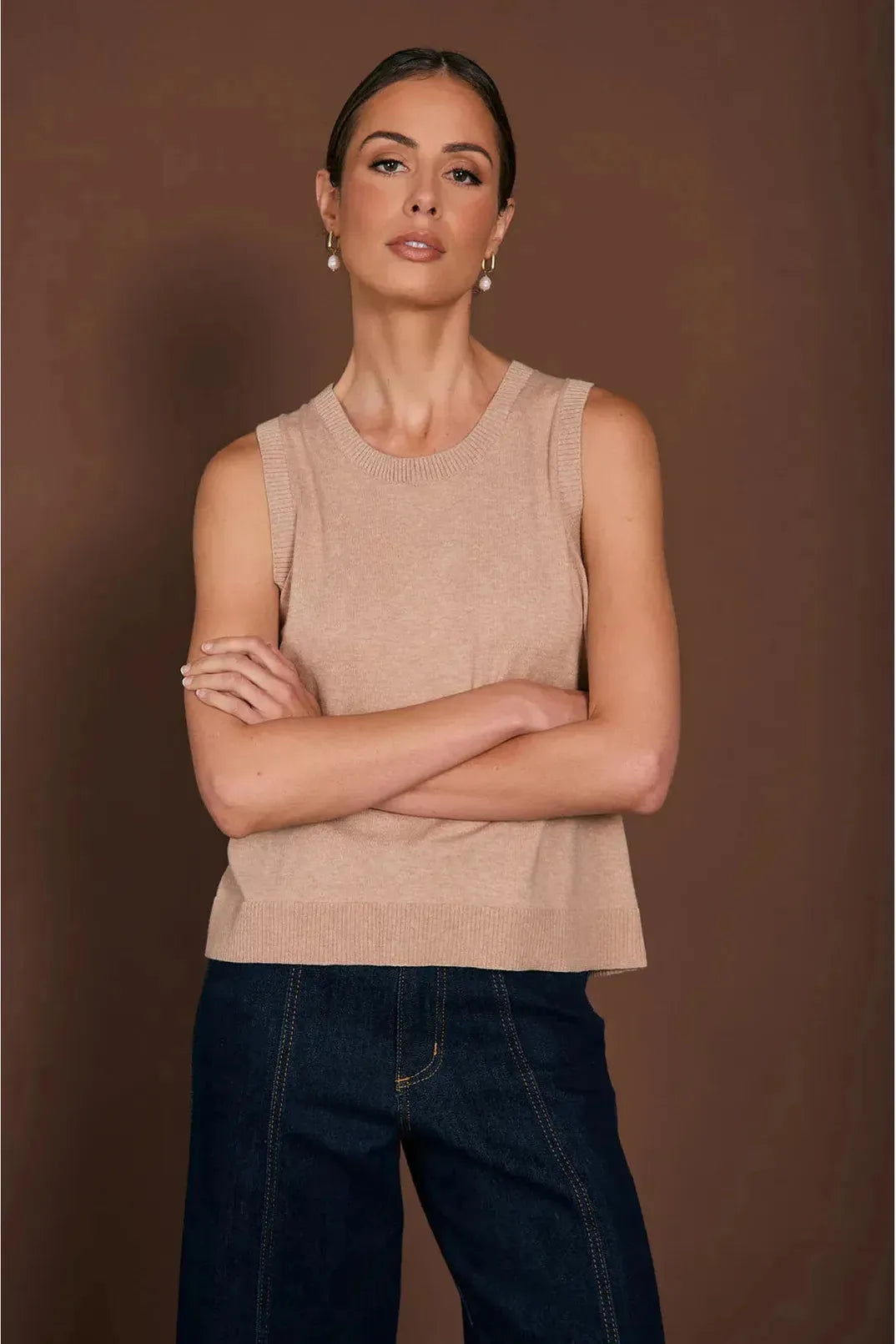 Tilly Cashmere Knit Top Camel
