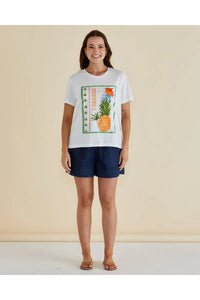 Ellia Crew Tee Paradise Beach Print