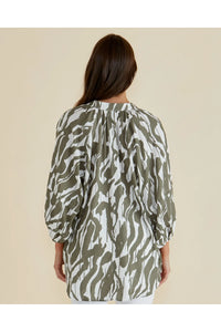 Grazia Blouse Olive Geo Print