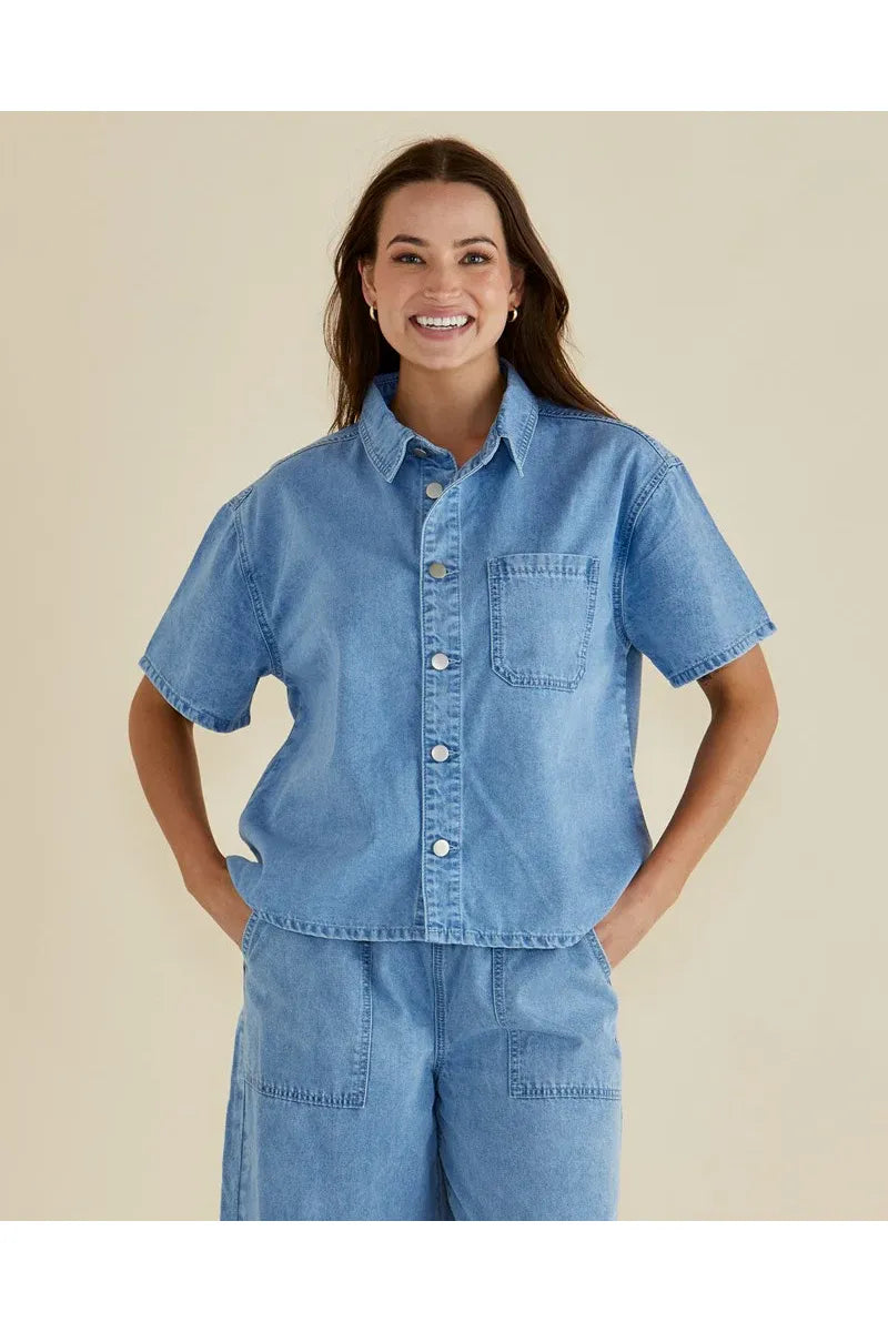 Saffra Short Sleeve Denim Shirt