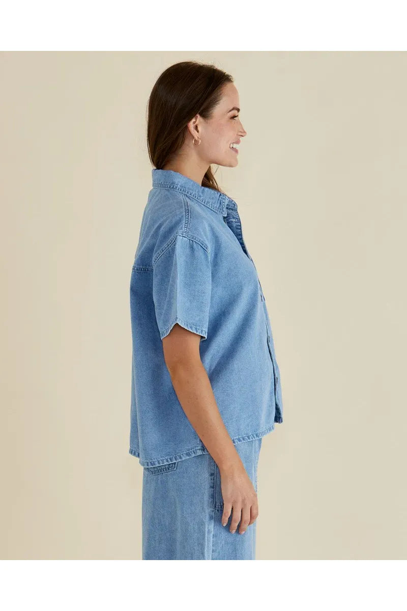 Saffra Short Sleeve Denim Shirt