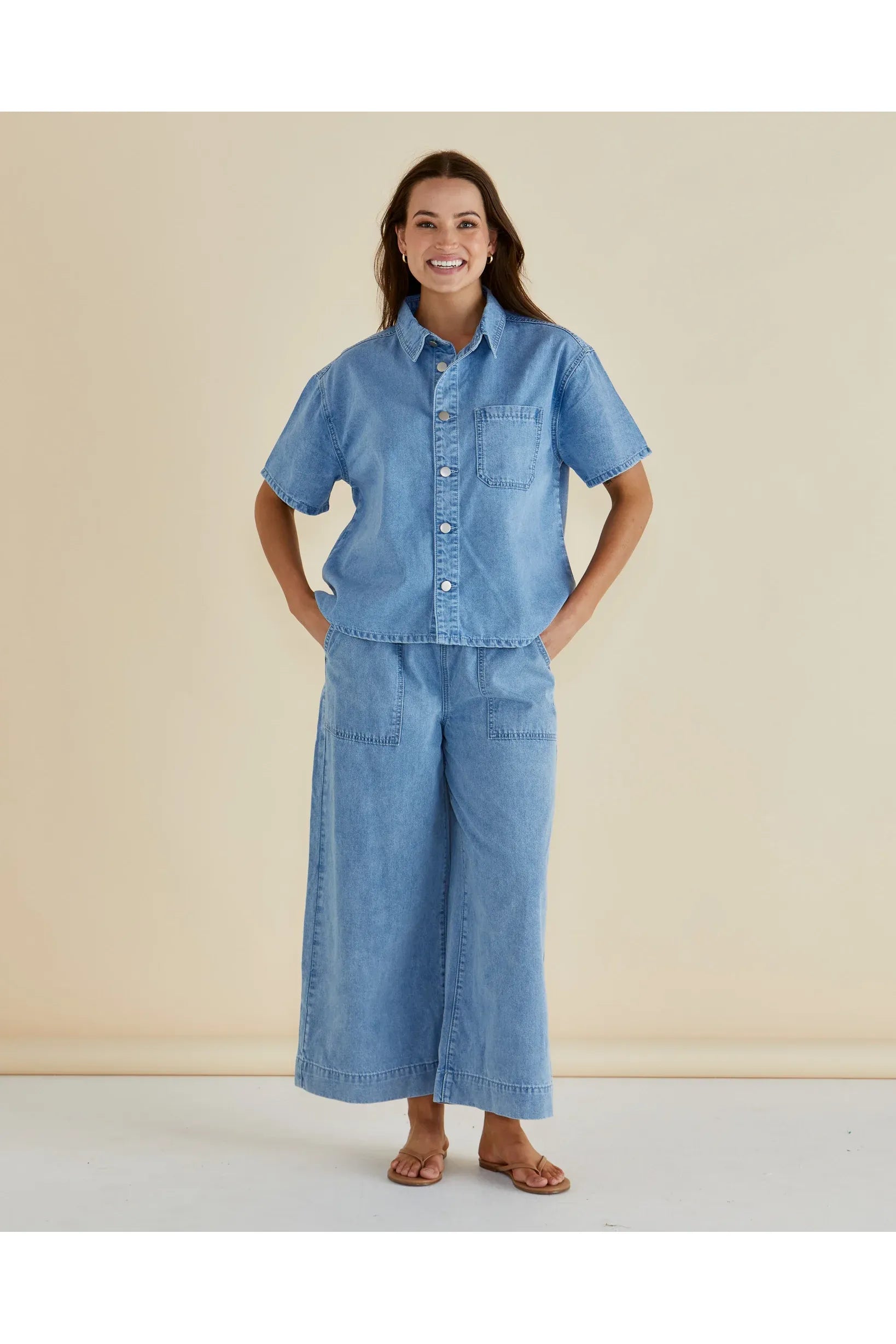 Saffra Short Sleeve Denim Shirt