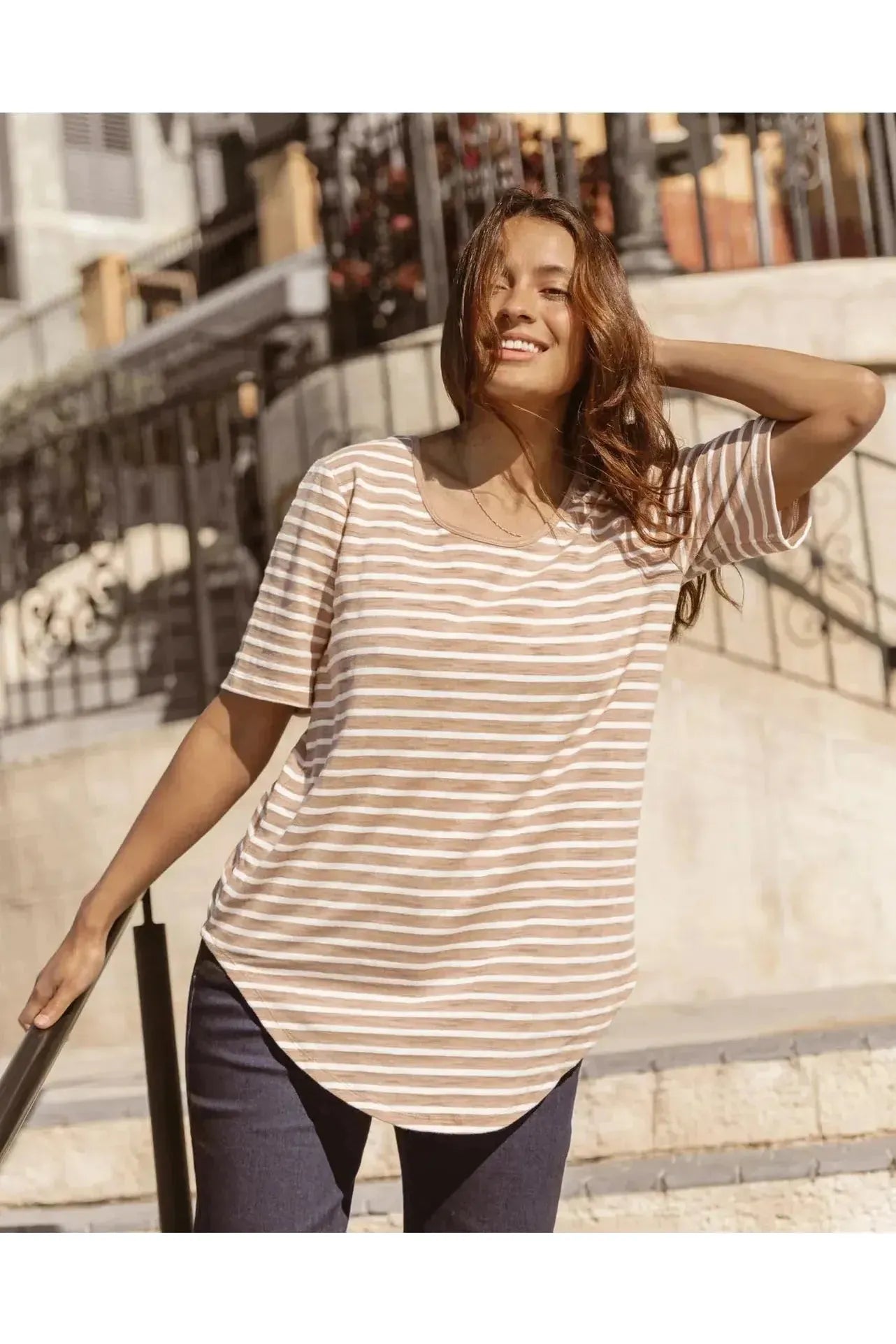Ariana Tee Navy Beige/Stripe