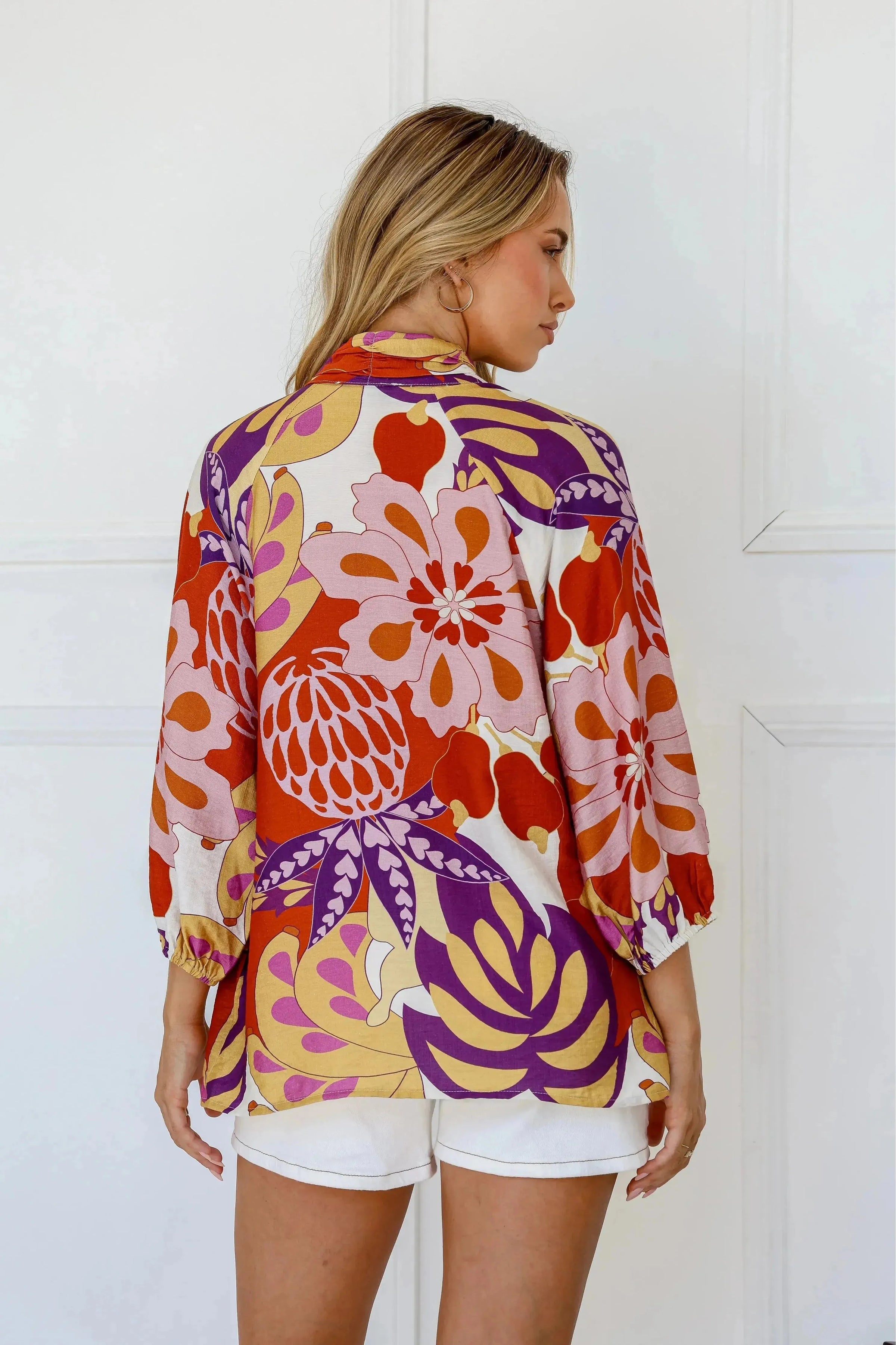 Oslo Multi Button Hi Neck Top Pink