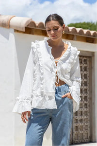 Ellie Tie Up Blouse White
