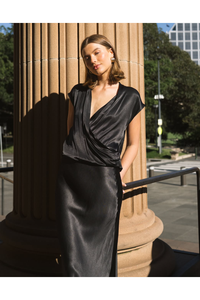 Arabella Satin Top Black