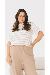 Jasper Knitted Tee White/Oatmeal