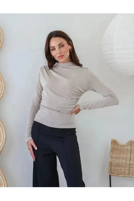 Martini Club Drape Top Latte