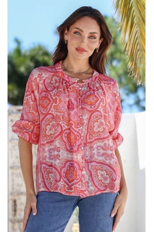 Malta Paisley Top Pink