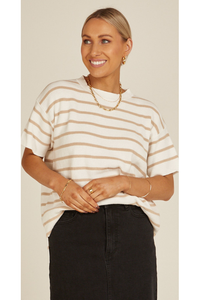 Jasper Knitted Tee White/Oatmeal