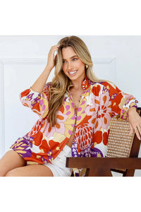 Oslo Multi Button Hi Neck Top Pink