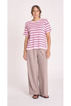 Jasper Knitted Tee Pink Burgundy Stripe