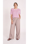 Jasper Knitted Tee Pink Burgundy Stripe