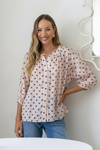 Malta Polka Dot Top Latte/Chocolate