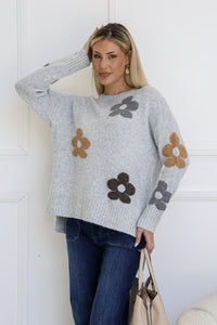 Daisy Knit Jumper Grey