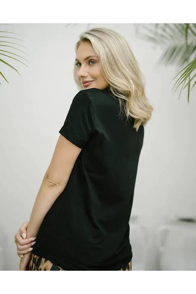 Star Sequin Tee Black