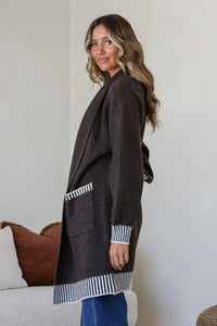 Tilly Blanket Stitch Coatigan Chocolate