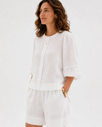 Sydney Puff Sleeve Top White