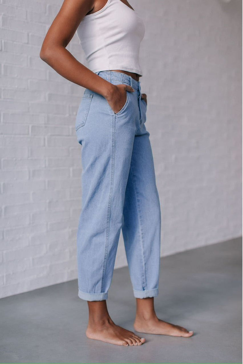 Valentina Cuffed Barrel Jean Blue