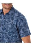 Linen Blend Hibiscus Print S/S Shirt