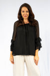 Rovigo Silk Ruffle Top Black