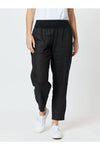 Ribbed Waist Linen Pant Black