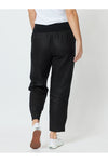 Ribbed Waist Linen Pant Black