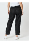 Ribbed Waist Linen Pant Black