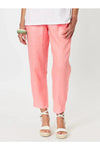 Ribbed Waist Linen Pant Coral