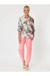 Ribbed Waist Linen Pant Coral