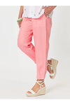 Ribbed Waist Linen Pant Coral