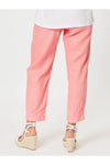 Ribbed Waist Linen Pant Coral