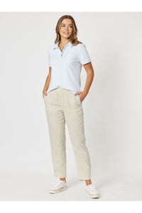 Ribbed Waist Linen Pant Natural