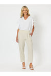 Ribbed Waist Linen Pant Natural