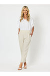 Ribbed Waist Linen Pant Natural