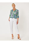 Ribbed Waist Linen Pant White