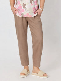Ribbed Waist Linen Pant Mocha
