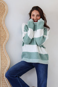 Tilly Stripe Knit Sage/Ivory