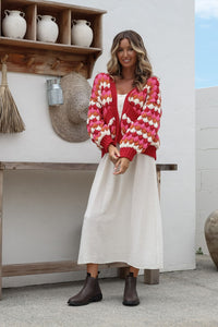 Tellulah Chunky Stripe Cardi Pink/Red