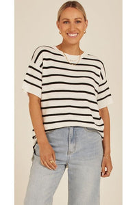 Jasper Knitted Tee White/Black