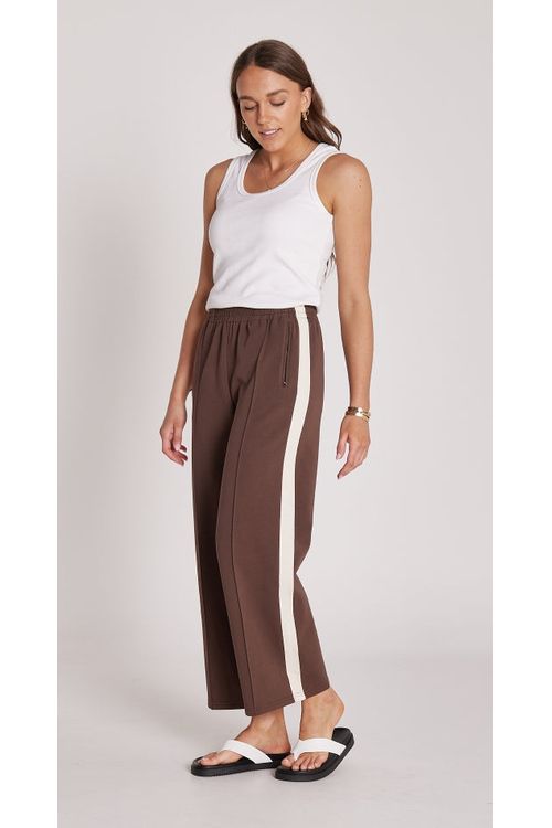 Noah Crop Pant Chocolate Cream Stripe