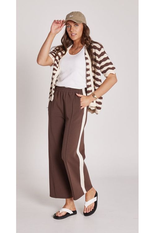 Noah Crop Pant Chocolate Cream Stripe