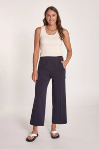 Noah Crop Pant Navy Camel Stripe