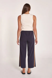 Noah Crop Pant Navy Camel Stripe